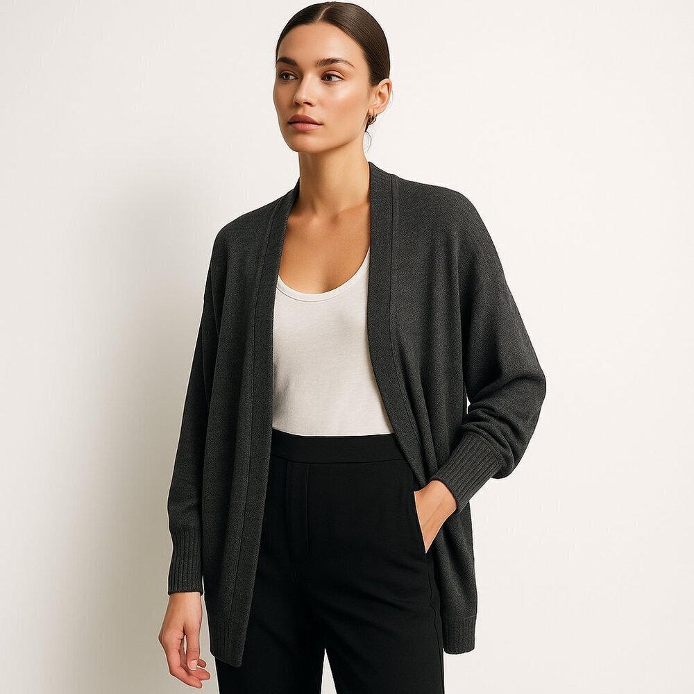 Project Social T x Out From Under Oversized Open Cardigan Charcoal XS